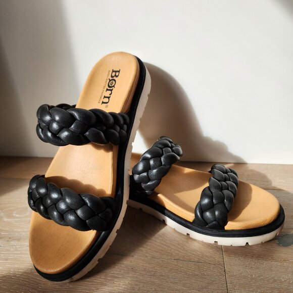 Born Freesia Sandals Women's 9M Full Grain Leather Braided Walking Sandals - Picture 1 of 11